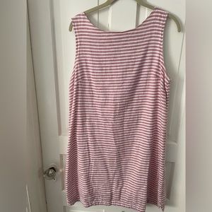 sundress, red and white striped linen/cotton, size L but fits like a medium